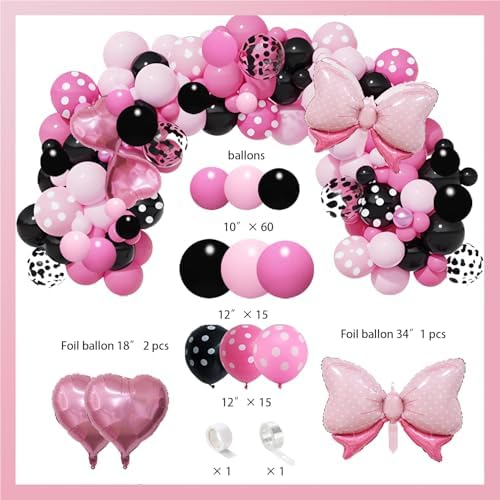 288 PCS Pink Mouse Party Decorations for 20 Guests