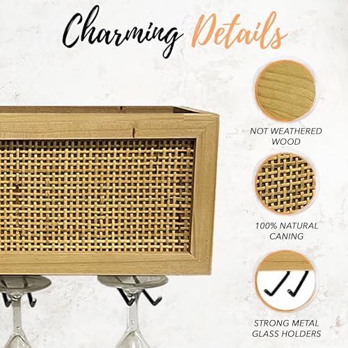 Autumn Alley Wall Mounted Wine Rack - Natural Rattan Caning Design