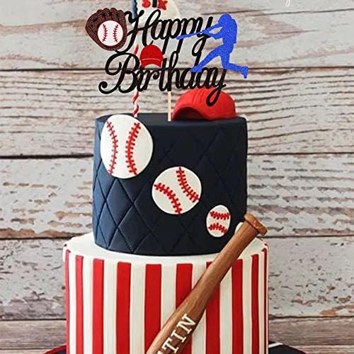 ZHUOWEISM 1PCS Glitter Baseball Cake Topper for Birthday Parties