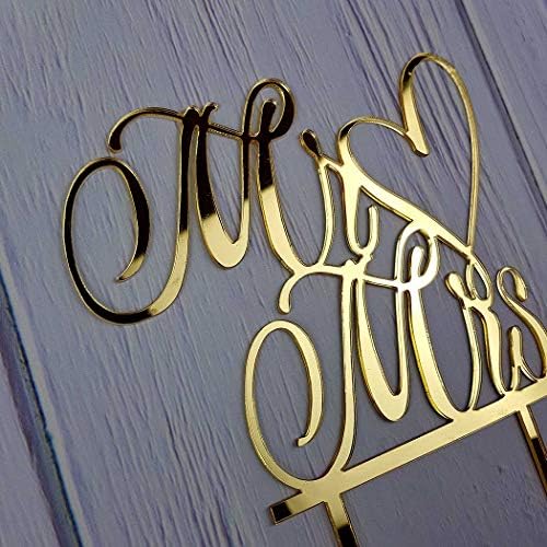 Mr and Mrs Cake Topper Mirror Gold Acrylic