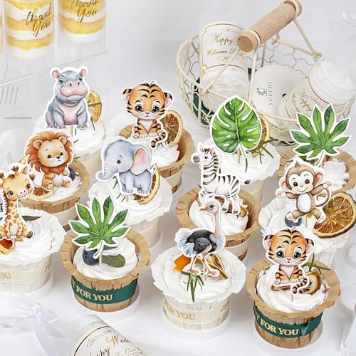 Rsstarxi 40 Pack Woodland Animal Cupcake Toppers