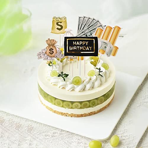 10Pcs Dollar Bill Sign Cupcake Toppers Birthday Decor