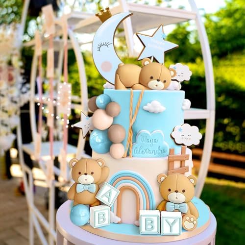 JeVenis Blue Bear Cake Decor Set