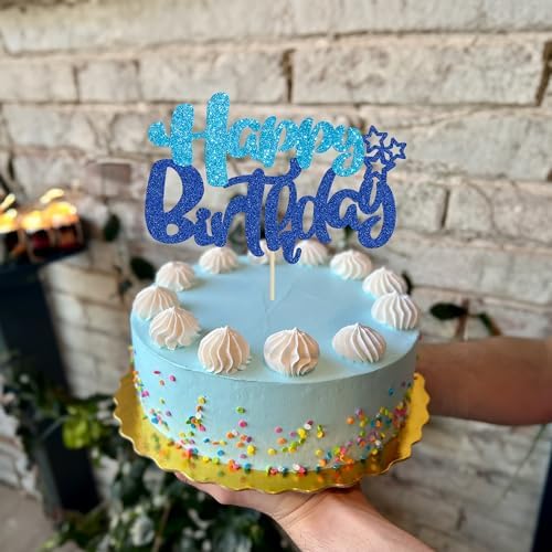 Ephlyn Happy Birthday Cake Topper Glitter Decor