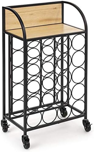 Displays2go Rolling Wine Rack - 20 Bottle Capacity