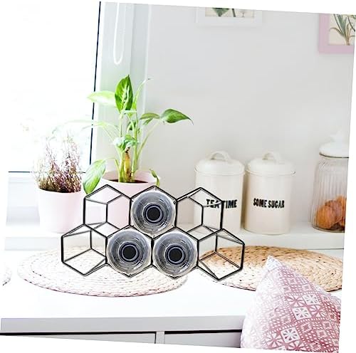 Levemolo 7Holes Iron Wine Display Stand with Honeycomb Design