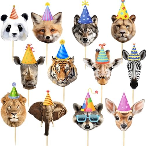 Safari Animals Cupcake Toppers 24Pcs Jungle Decorations