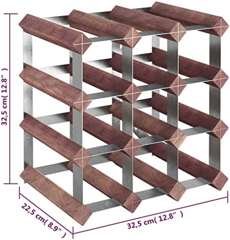 YAFF 12-Bottle Brown Solid Wood Wine Rack
