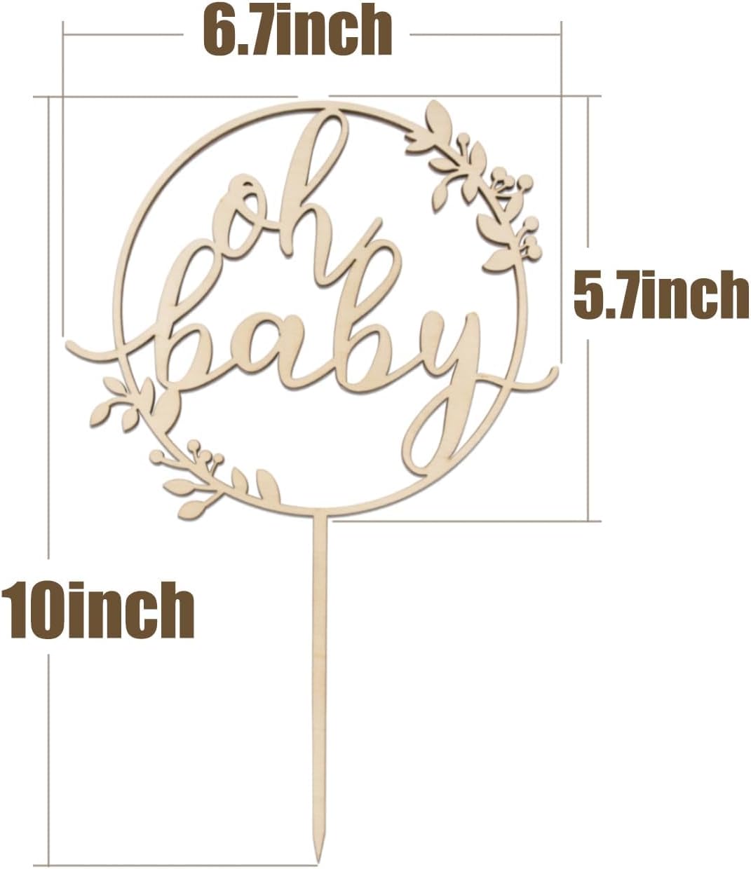 Oh Baby Cake Topper Wood Gender Neutral Boy Girl