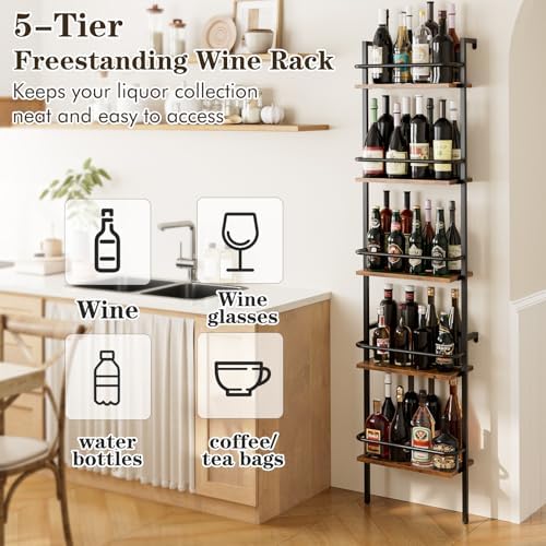 Heakrit 5-Tier Wall-Mounted Wine Rack with Fences