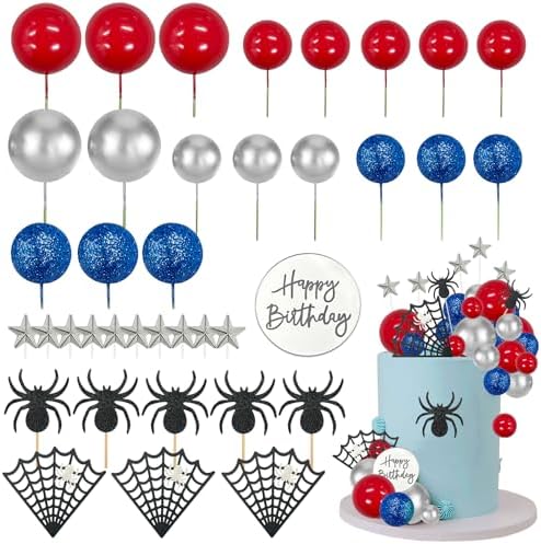 Morofme Spider Cake Topper with Glitter Decorations