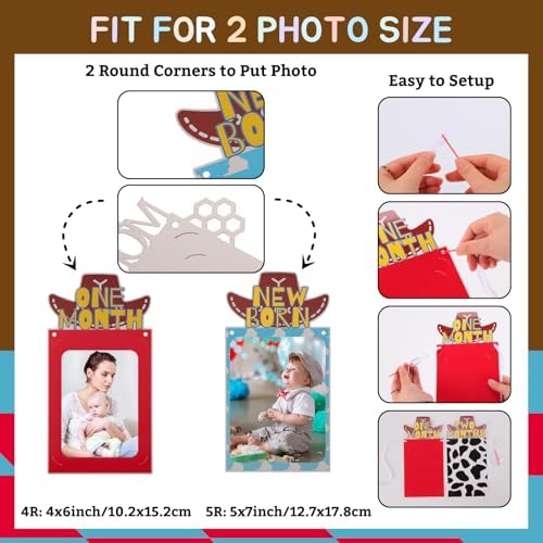 RANERVZ Western Cowboy Birthday Decorations with 24pcs Cake Toppers