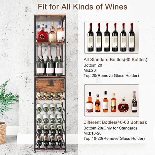 TQVAI 7-Tier Wine Rack Modular Split Design Space-Saving Floor Cabinet
