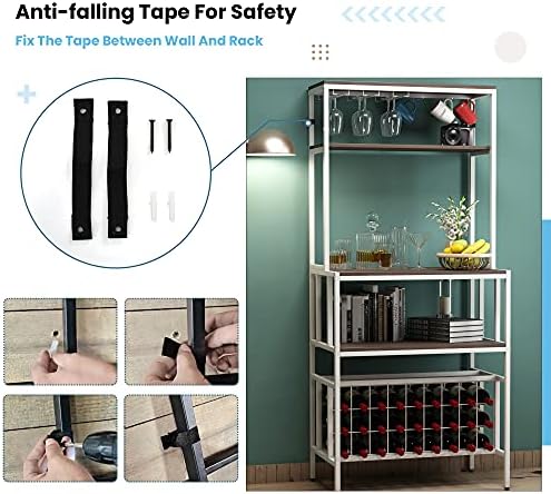 Loyaltaling 5 Tier Freestanding Wine Rack with Glass Holder