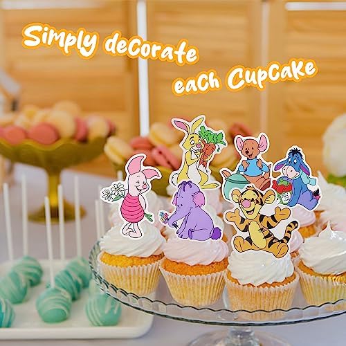 MEMOVAN Winnie Pooh Cupcake Toppers 48pcs Set