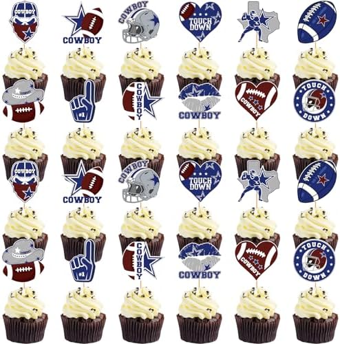 Cowboy Football Cupcake Topper Set 24 Pcs