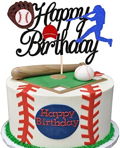 ZHUOWEISM 1PCS Glitter Baseball Cake Topper for Birthday Parties