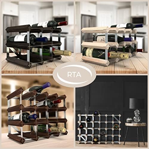 RTA Freestanding Wine Rack 16 Bottles Black Ash Pine