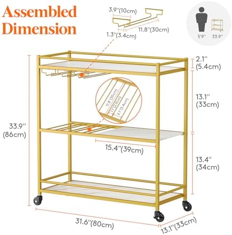 Lifewit 3 Tier Wine Rack with Lockable Wheels