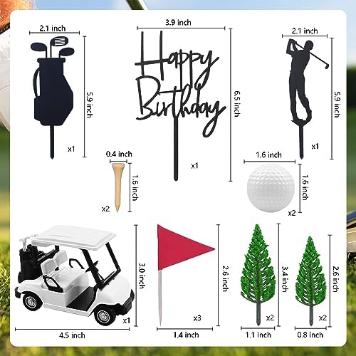 MEMOVAN Golf Theme Cake Toppers with Cart Flag