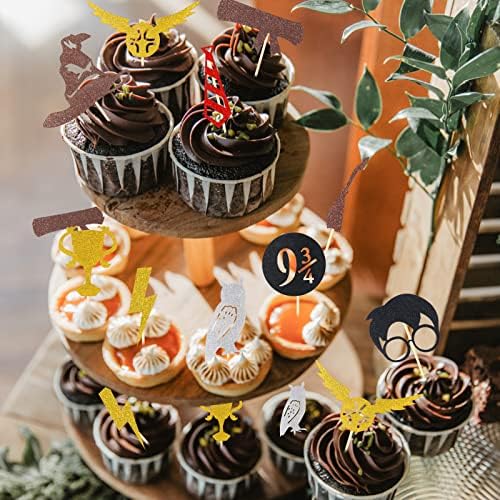 CCINEE 40Pc Wizard Glitter Cupcake Toppers