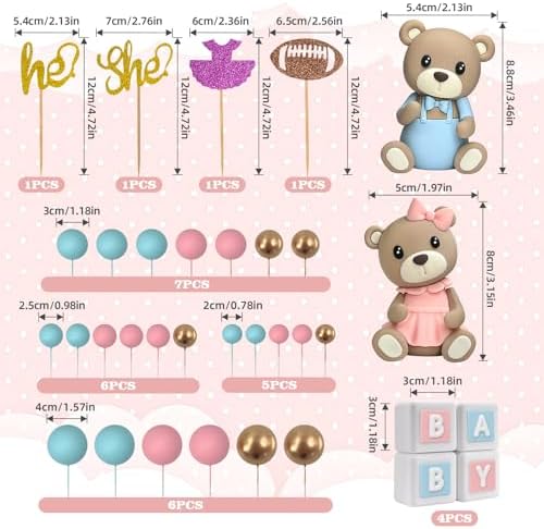 Zafena 34 PCS Gender Reveal Cake Topper Set 1
