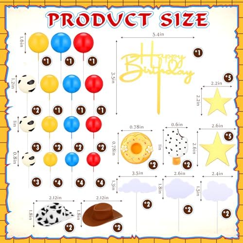 GlikCeil 57 Pcs Cartoon Cow Cake Topper Kit