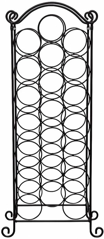 vidaXL Classic Black Metal Wine Rack - Freestanding 21 Bottle Capacity