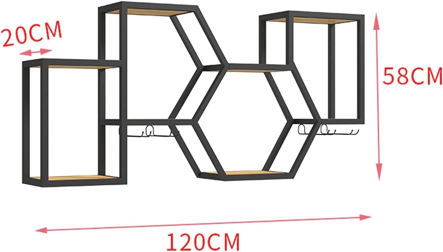 ALDEPO Wall-Mounted Wine Rack with Iron Art and Pine Wood