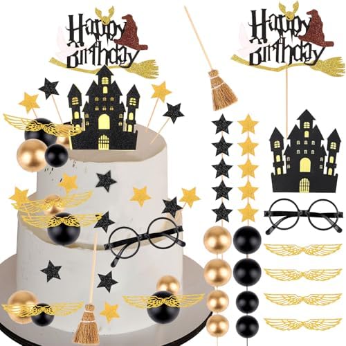 LOAVER Wizard Birthday Cake Decorations 26PCS 1