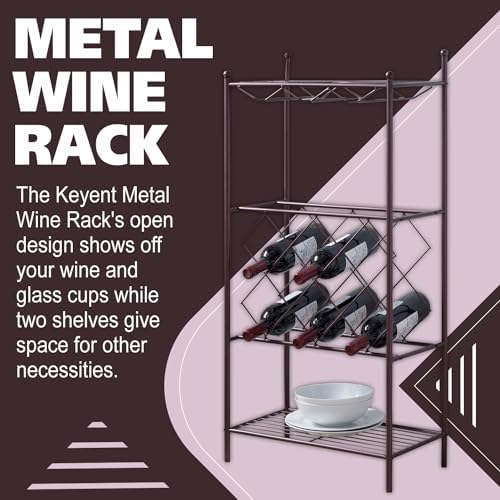 Kings Brand Furniture Bronze Freestanding Wine Rack Stand
