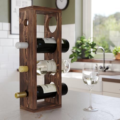 Rustic State Wall-Mounted Wine Rack for 4 Bottles -Walnut
