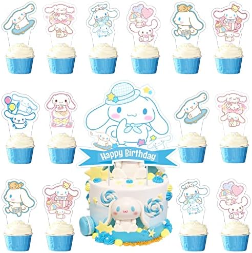 25 Pcs Cinnamoroll Cake Toppers Birthday Decor Set