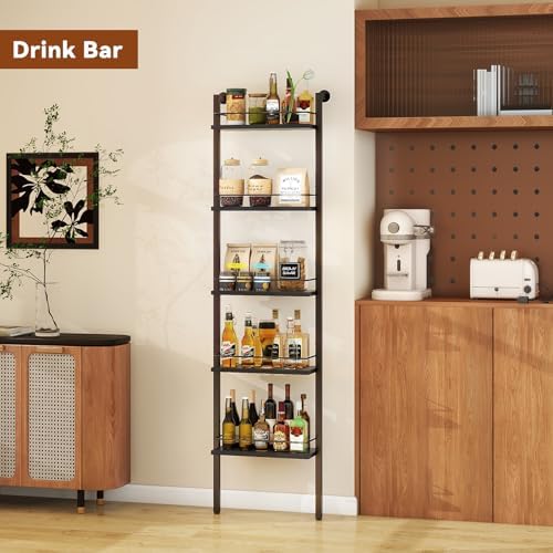 YMYNY 5-Tier Wall-Mounted Wine Rack with Fences Black 1
