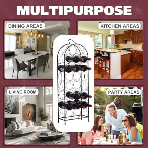 Kings Brand Furniture 23 Bottles Freestanding Wine Rack Pewter