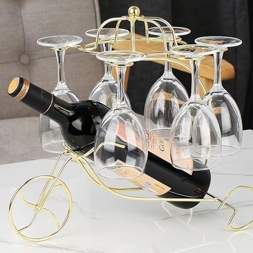 Golden Metal Wine Rack with Bicycle Design 1