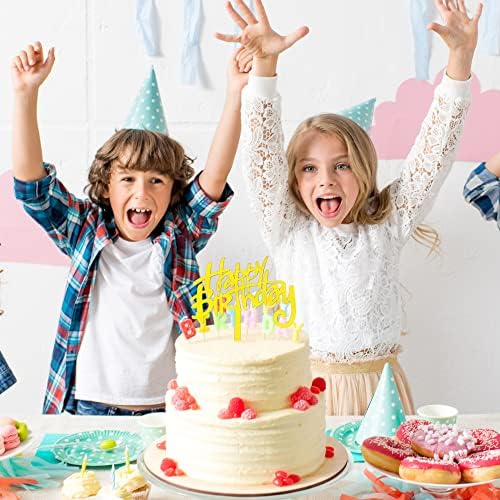 10 PCS Gold Birthday Cake Toppers Acrylic Decorations
