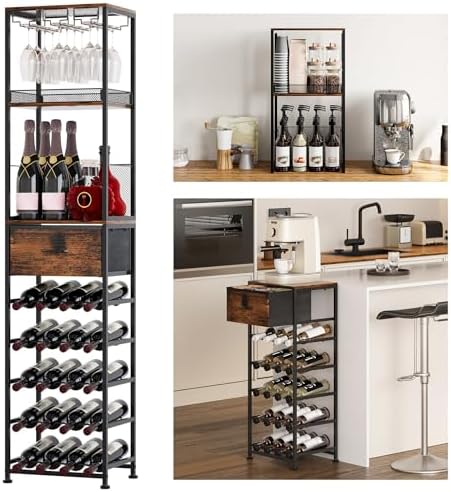 TQVAI 7-Tier Wine Rack Modular Split Design Space-Saving Floor Cabinet
