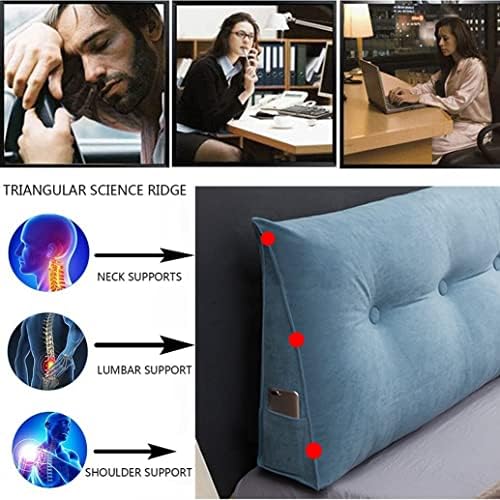 GHJL Headboard Pillow Triangular Reading Support 100cm Light Blue