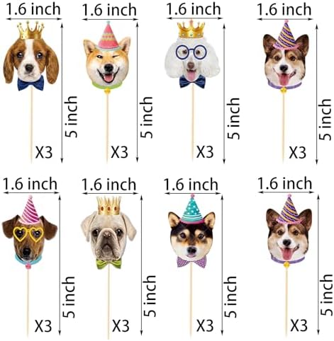 SAMOKA Pet Dog Cupcake Toppers 24PCS Birthday Decorations