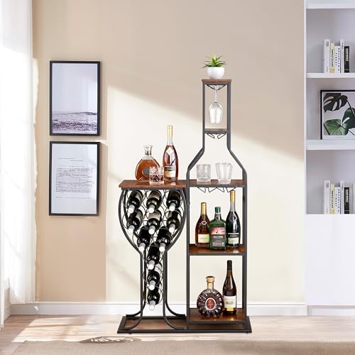 JOIN IRON Freestanding Floor Wine Rack with Goblet Shelf