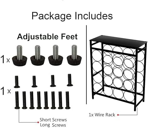 16 Bottles Waved Floor Wine Organizer Black