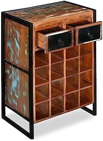 VRAXO 16-Bottle Wine Rack Reclaimed Wood Industrial Style