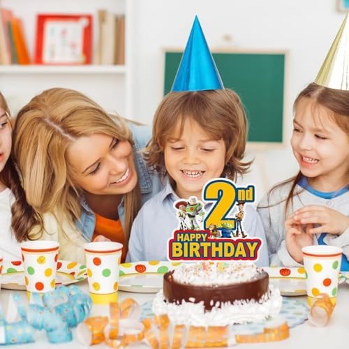1 Pcs Green Story 2nd Birthday Cake Topper for Boys Girls