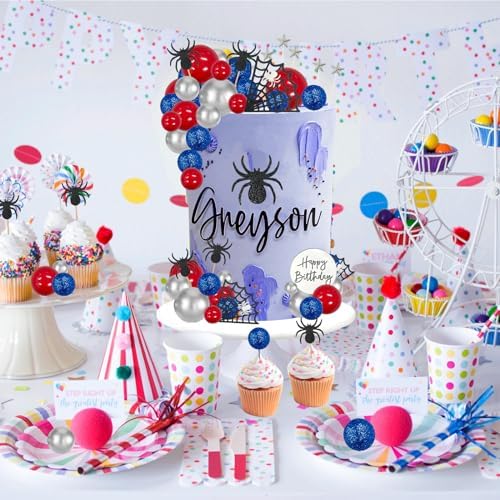 Morofme Spider Cake Topper with Glitter Decorations