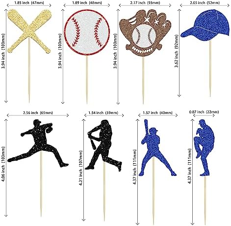 Ephlyn 24Pcs Baseball Cupcake Toppers