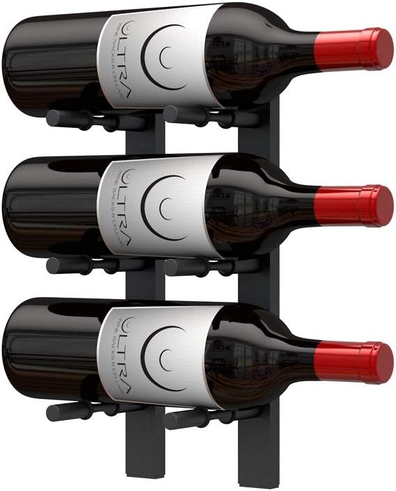 Ultra Wine Racks Wall-Mounted Matte Black 3 Bottle
