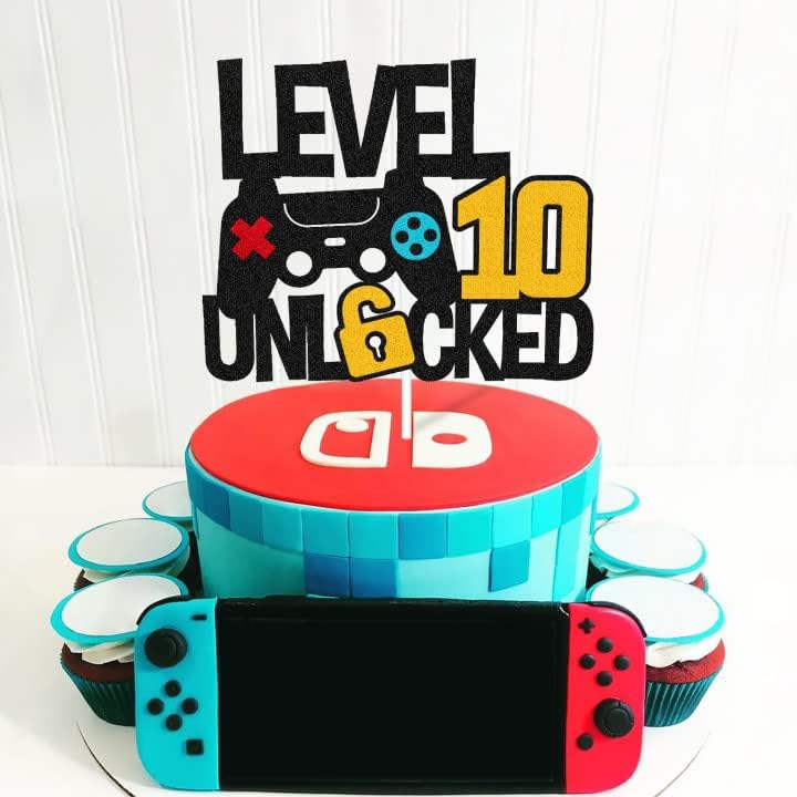 Vikiwiin Level 10th Cake Topper Game Controller Non-Edible Decoration