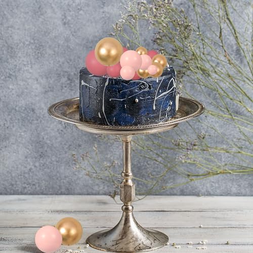 Gyufise 30Pcs Pink Gold Ball Cake Toppers