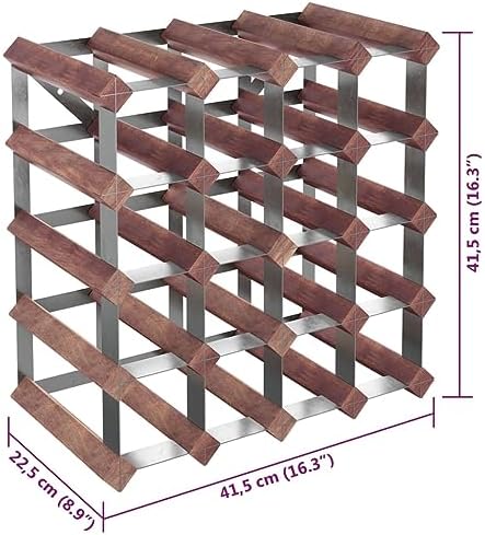 YAFF 20-Bottle Brown Solid Wood Wine Rack